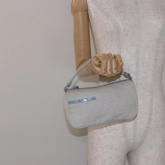 PRADA Sports Accessory Pouch Canvas Blue Silver Auth - Picture 1 of 16